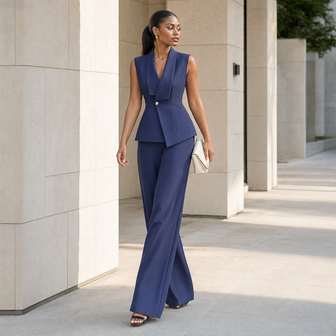 The Astor Sculpted Trouser Set in Navy — product image 8 #Color_Navy