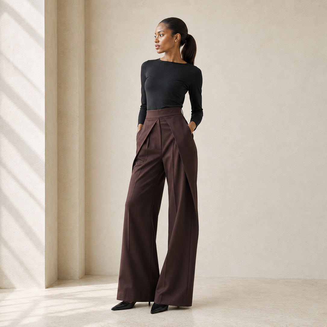 The Arden Sculptural Wide-Leg Trouser in Deep Wine — product image 17 #Color_Deep Wine