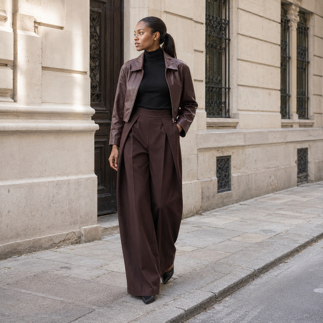 The Arden Sculptural Wide-Leg Trouser in Deep Wine — product image 18 #Color_Deep Wine