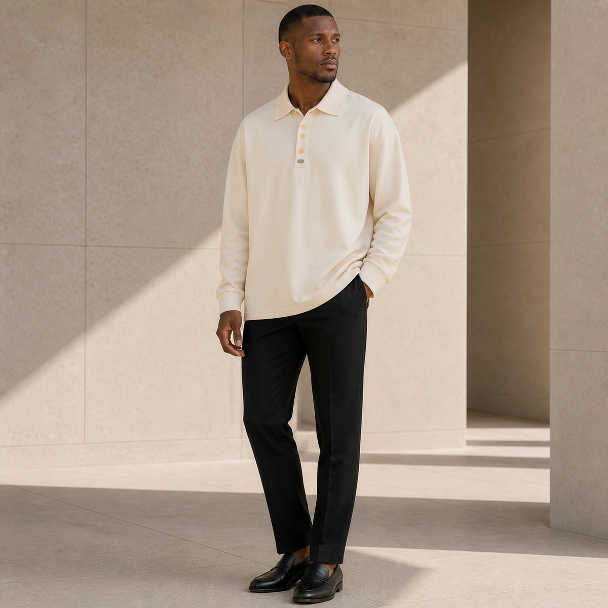 The Armand Vintage Polo in Beige — product image 3 #Color_Beige