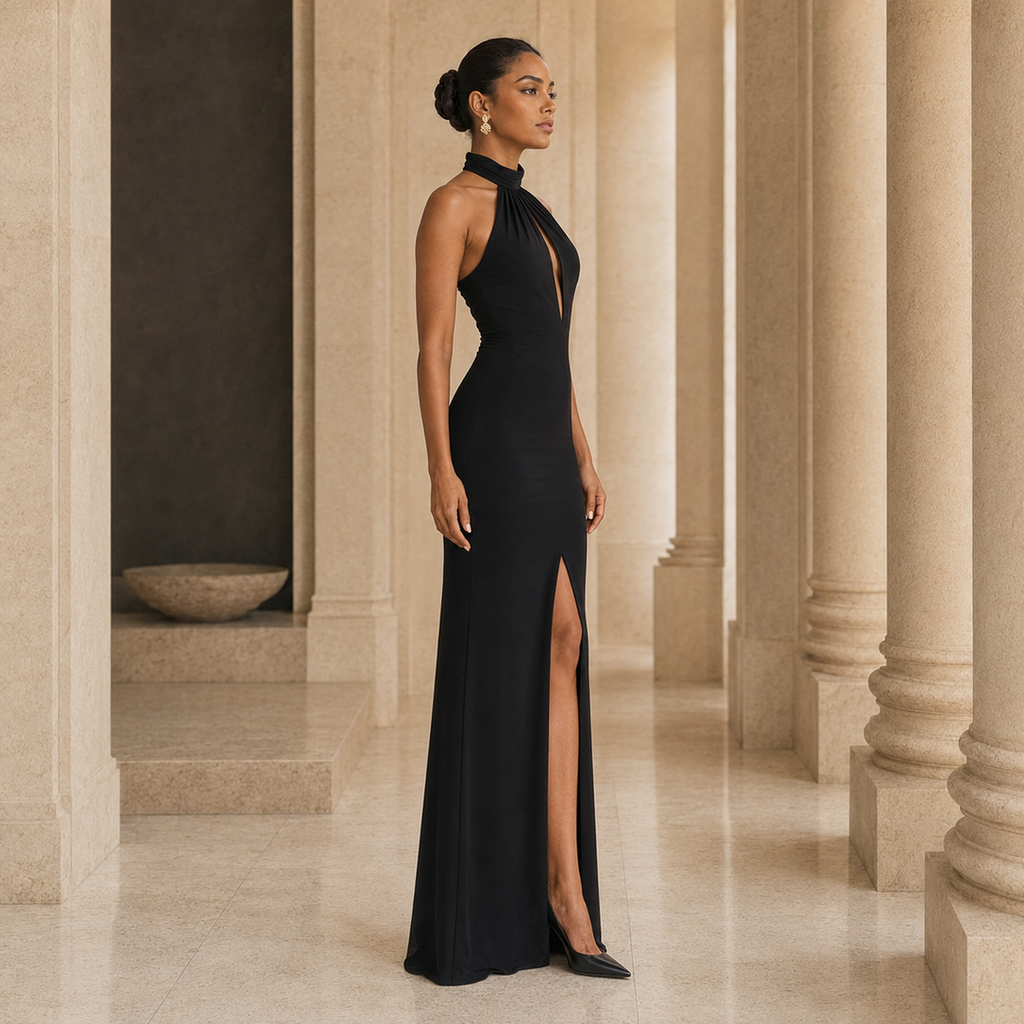 THE OBSIDIAN HALTER GOWN
