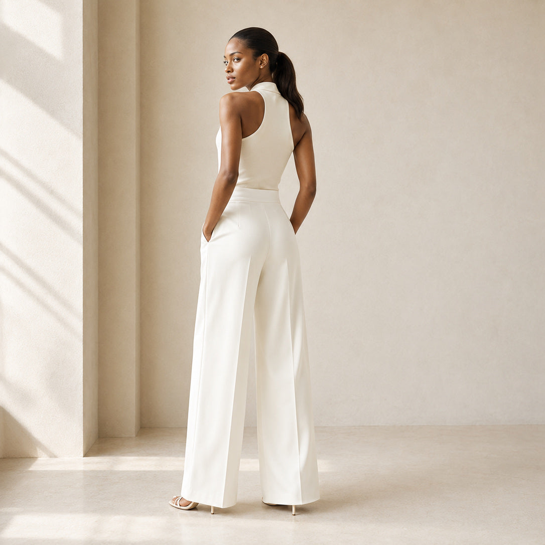 The Arden Sculptural Wide-Leg Trouser in Ivory — product image 11 #Color_Ivory