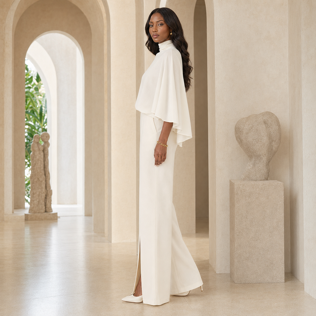 Maelle Draped Cape Trouser Set