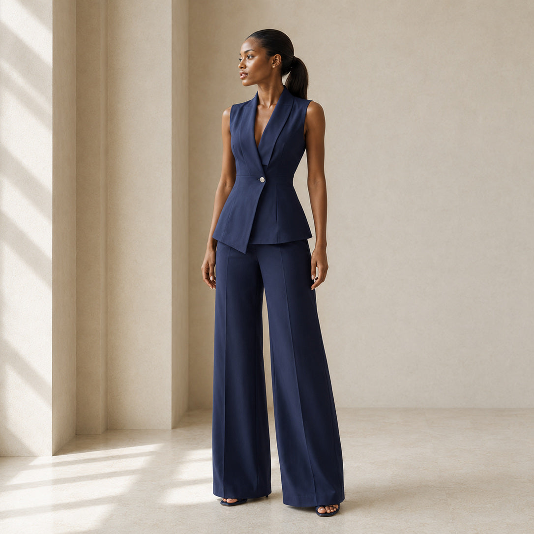 The Astor Sculpted Trouser Set in Navy — product image 7 #Color_Navy