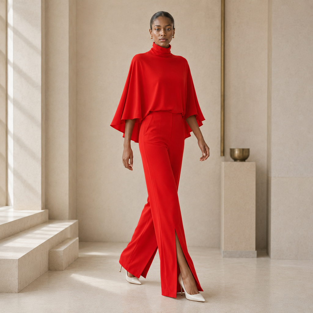 Maelle Draped Cape Trouser Set