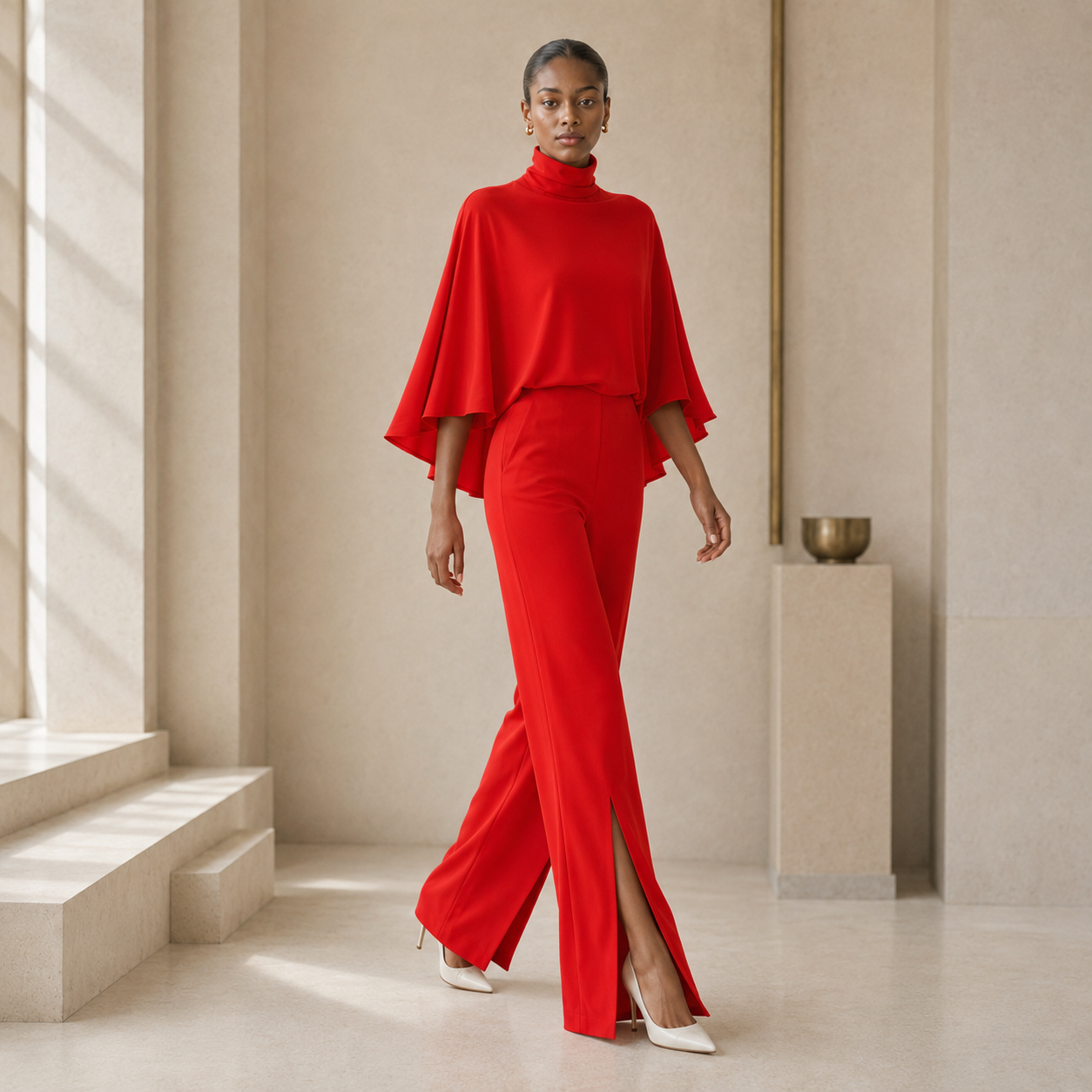 Maelle Draped Cape Trouser Set