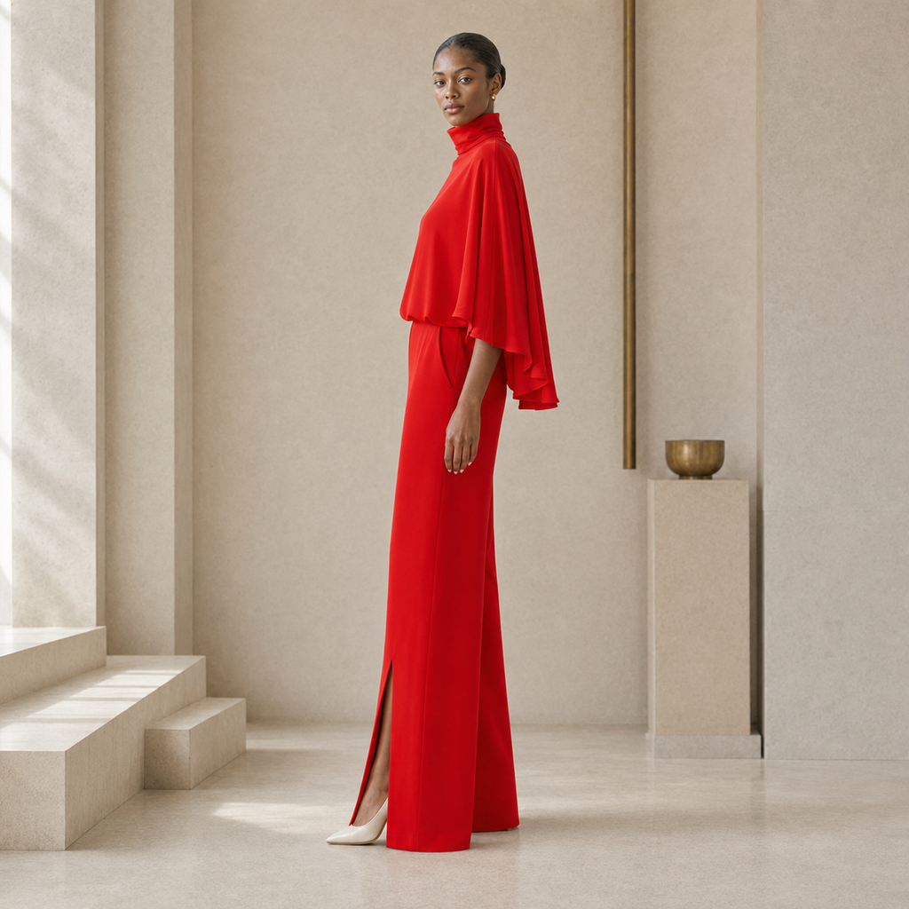 Maelle Draped Cape Trouser Set