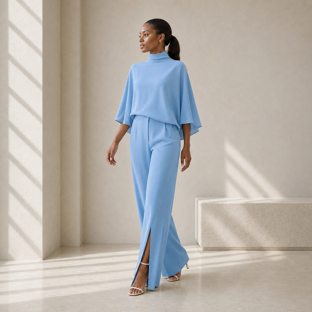 Maelle Draped Cape Trouser Set