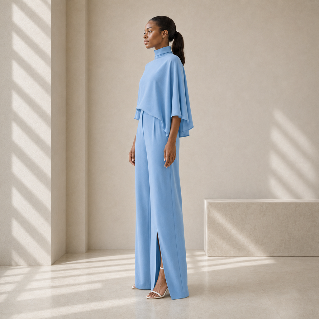 Maelle Draped Cape Trouser Set