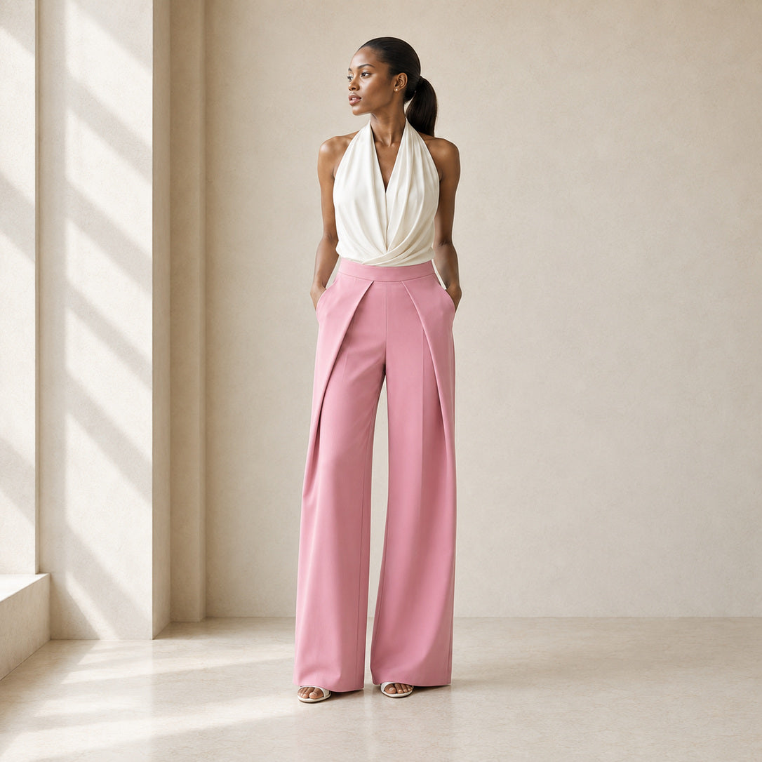 The Arden Sculptural Wide-Leg Trouser in Dusty Rose — product image 13 #Color_Dusty Rose
