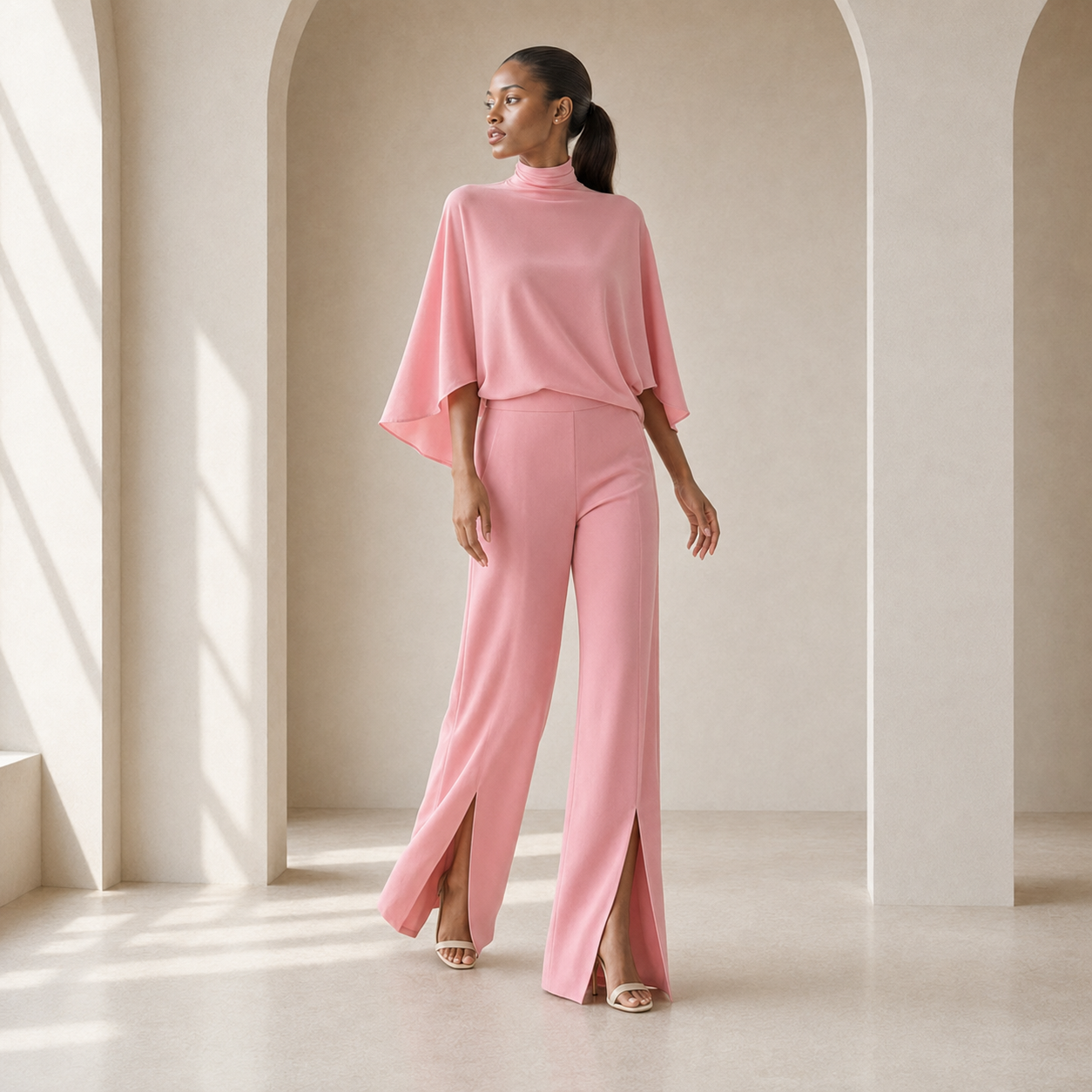 Maelle Draped Cape Trouser Set