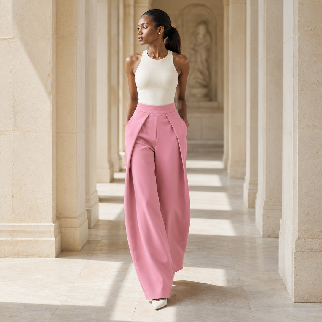 The Arden Sculptural Wide-Leg Trouser in Dusty Rose — product image 15 #Color_Dusty Rose