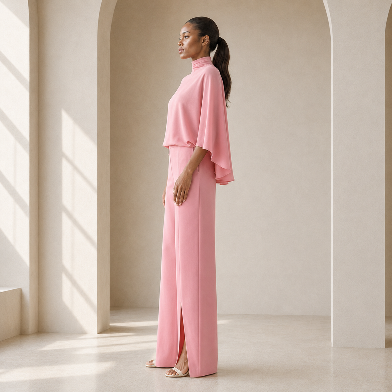 Maelle Draped Cape Trouser Set