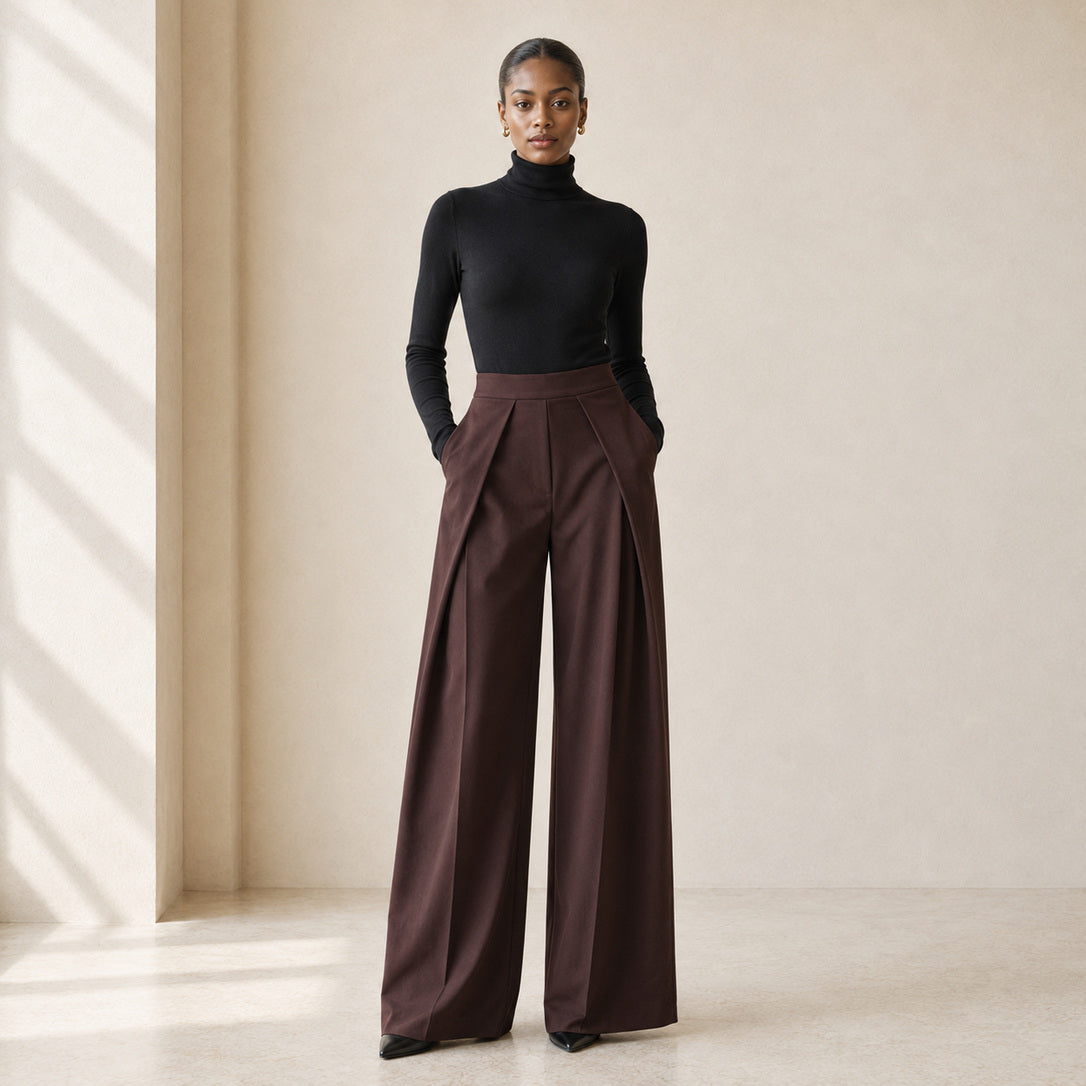 The Arden Sculptural Wide-Leg Trouser in Deep Wine — product image 16 #Color_Deep Wine