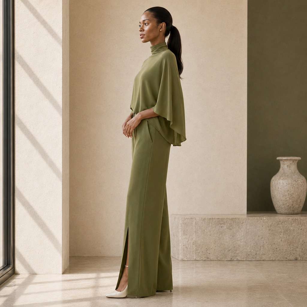 Maelle Draped Cape Trouser Set