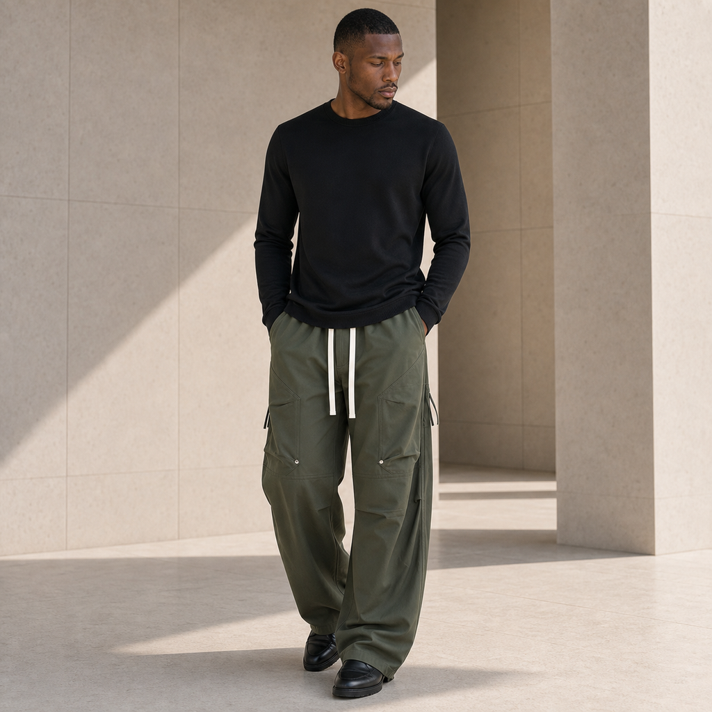 The Auremont Wide-Leg Cargo Trousers